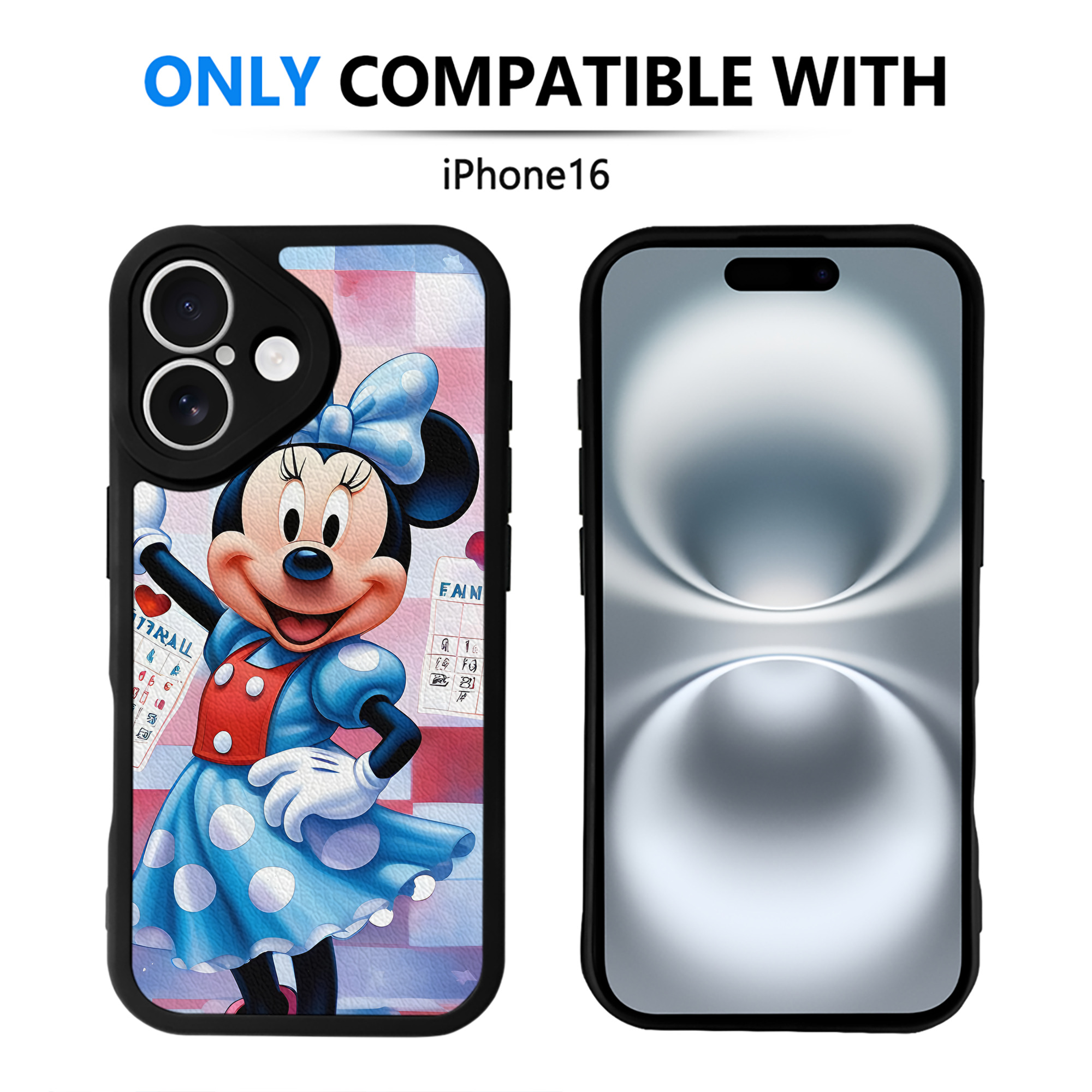 （画像用） ミッキーマウス Mickey Mouse 【iPhone 16シリーズ対応】シリコンスマホケース（レザー調） 材質：シリコン